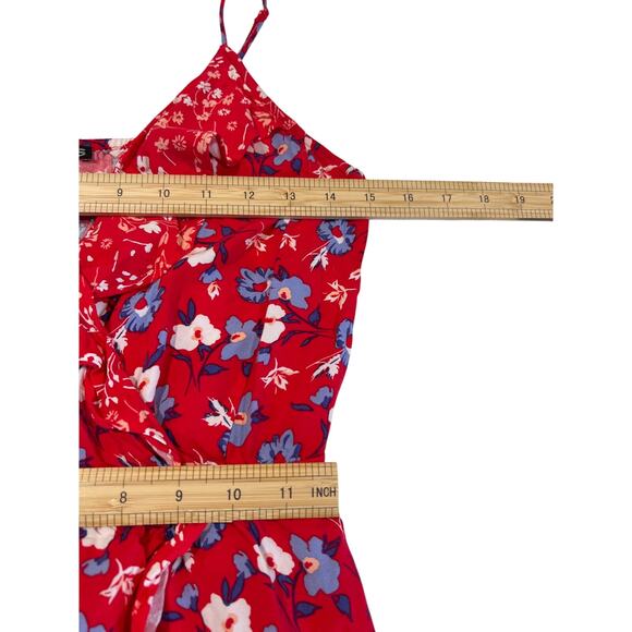 Express Strappy Ruffle Red Floral Sundress Women's Size S Mini Country Flounce - Picture 9 of 9